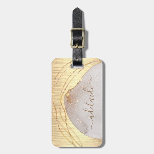 エレガントモノグラムの金ゴールドブラシ金カスタム属 ラゲッジタグ (正面縦)