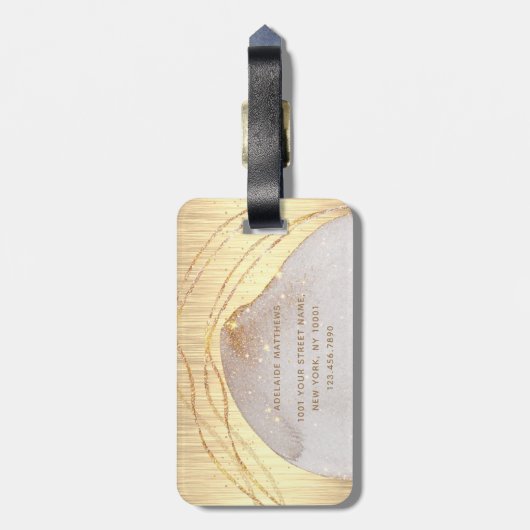 エレガントモノグラムの金ゴールドブラシ金カスタム属 ラゲッジタグ (裏面縦)