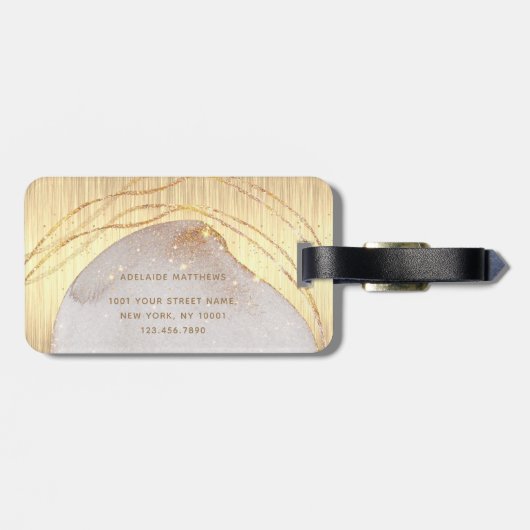 エレガントモノグラムの金ゴールドブラシ金カスタム属 ラゲッジタグ (裏面横)