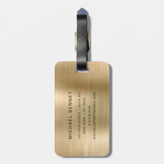 エレガントモノグラムの金ゴールド ラゲッジタグ (裏面縦)
