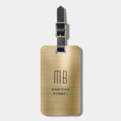エレガントモノグラムの金ゴールド ラゲッジタグ (正面縦)
