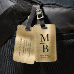 エレガントモノグラムの金ゴールド ラゲッジタグ<br><div class="desc">エレガント金ゴールドブラッモノグラムのド金属荷物タグ</div>