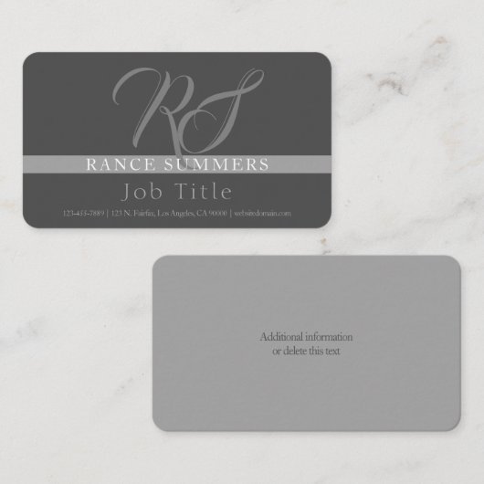 エレガントモノグラムの |グレー 名刺 (正面/裏面)