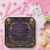 エレガントモノグラムのLove Spell Gothic 結婚's ペーパープレート (パーティー)