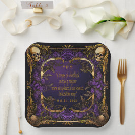 エレガントモノグラムのLove Spell Gothic 結婚's ペーパープレート