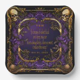 エレガントモノグラムのLove Spell Gothic 結婚's ペーパープレート