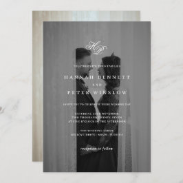 エレガントモノグラムイニシャルミニマル写真結婚の 招待状