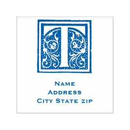 :エレガントモノグラムイニシャル『T』中世写本 セルフインキングスタンプ