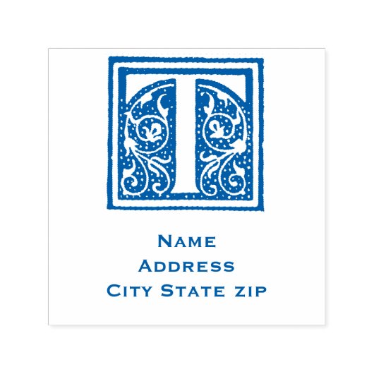 :エレガントモノグラムイニシャル『T』中世写本 セルフインキングスタンプ (デザイン)