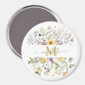 エレガントモノグラムカラフルワイルドフラワーガーデンフローラ マグネット (正面/裏面)