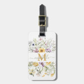 エレガントモノグラムカラフルワイルドフラワーガーデンフローラ ラゲッジタグ (正面縦)