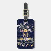 エレガントモノグラムカラフルワイルドフラワーガーデンフローラ ラゲッジタグ (正面縦)