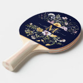 エレガントモノグラムカラフルワイルドフラワーガーデンフローラ 卓球ラケット (正面アングル)