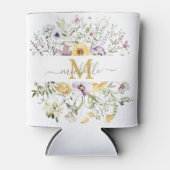 エレガントモノグラムカラフルワイルドフラワーガーデンフローラ 缶クーラー (正面)