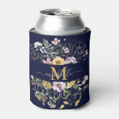 エレガントモノグラムカラフルワイルドフラワーガーデンフローラ 缶クーラー (缶正面)
