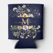 エレガントモノグラムカラフルワイルドフラワーガーデンフローラ 缶クーラー (正面)