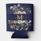 エレガントモノグラムカラフルワイルドフラワーガーデンフローラ 缶クーラー (裏面)