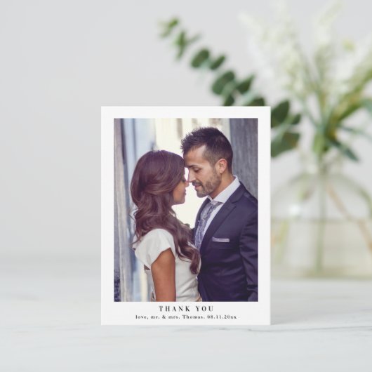 エレガントモノグラムグ葉リーズの結婚写真 サンキューカード (スタンド正面)