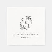 エレガントモノグラムグ葉リー結婚ズ スタンダードカクテルナプキン (正面)