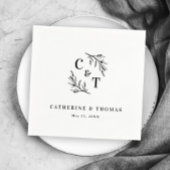 エレガントモノグラムグ葉リー結婚ズ スタンダードカクテルナプキン