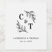 エレガントモノグラムグ葉リー結婚ズ ワインラベル (シングルラベル)