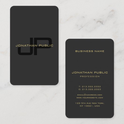 エレガントモノグラムフェイク金ゴールド文字海サイズ 名刺 (正面/裏面)