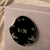 エレガントモノグラムモダンシック金ゴールド結婚ブラック ラウンドシール