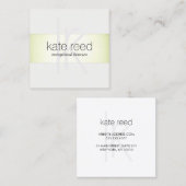 エレガントモノグラムモダンフェイクライムグリーン箔 スクエア名刺 (正面/裏面)