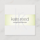 エレガントモノグラムモダンフェイクライムグリーン箔 スクエア名刺 (正面)