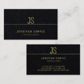 エレガントモノグラムモダン金ゴールド名エリートテンプレート 名刺 (正面/裏面)