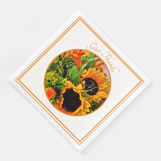 エレガントモノグラム与え感謝ひまわり花束 (コーナー)