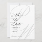 エレガントモノグラム文字結婚写真 セーブザデート (正面)