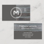 エレガントモノグラム灰色レンガ壁2トーン 名刺 (正面/裏面)