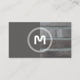 エレガントモノグラム灰色レンガ壁2トーン 名刺