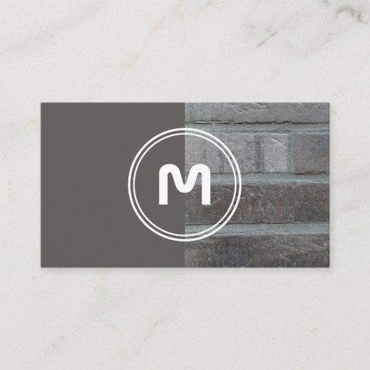 エレガントモノグラム灰色レンガ壁2トーン 名刺 (正面)