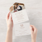 エレガントモノグラム燃えたオ結婚レンジ オールインワン招待状 (貼ってはがせる)