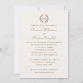 エレガントモノグラム燃えたオ結婚レンジ 招待状 (正面)