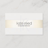 エレガントモノグラム白モダン金ゴールドストライプの 名刺 (正面)