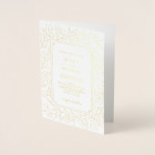 エレガントモノグラム白金ゴールドクラシックフローラ結婚ズ 箔カード (正面)
