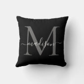 エレガントモノグラム白黒スタイリッシュスクリガーリープト クッション (裏面)