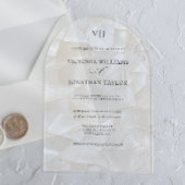 エレガントモノグラム結婚白 アクリル招待状