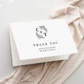 エレガントモノグラム黒と白結婚の サンキューカード
