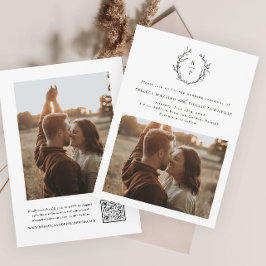 エレガントモノグラム黒フォーマル白結婚の 招待状