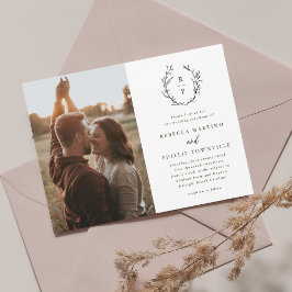 エレガントモノグラム黒フォーマル白結婚の 招待状