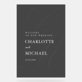 エレガントモノグラム、グレー、透明、結婚s アクリルサイン (正面)