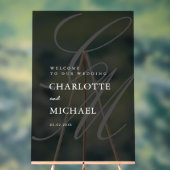 エレガントモノグラム、グレー、透明、結婚s アクリルサイン (ニュートラル)