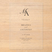 エレガントモノグラモダンムミニマル結婚リスト アクリル招待状 (正面)