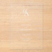 エレガントモノグラモダンムミニマル結婚リスト アクリル招待状 (正面)