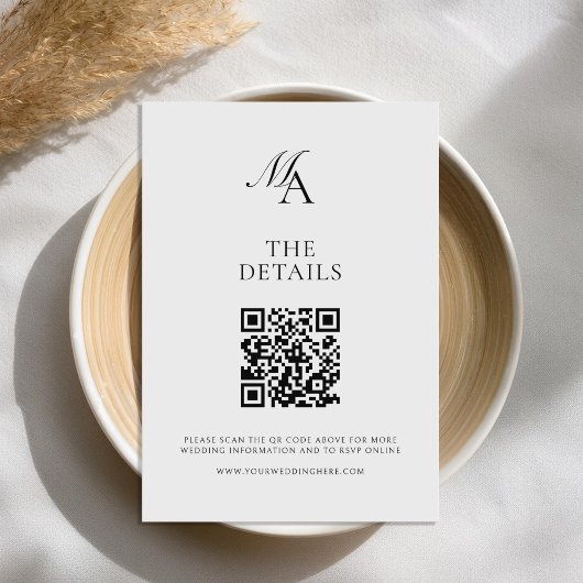 エレガントモノグラモダンムミニマル結婚リスト エンクロージャーカード