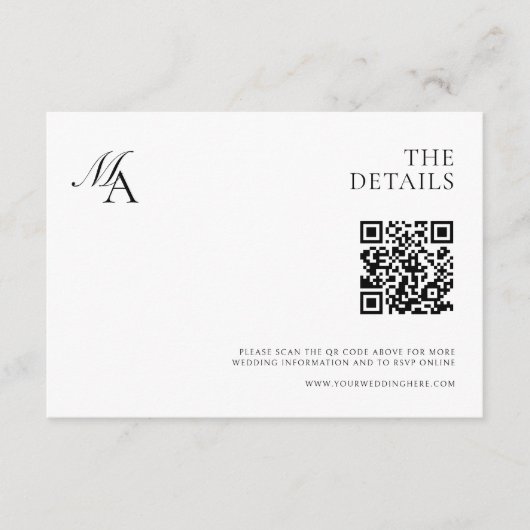 エレガントモノグラモダンムミニマル結婚リスト エンクロージャーカード (正面)